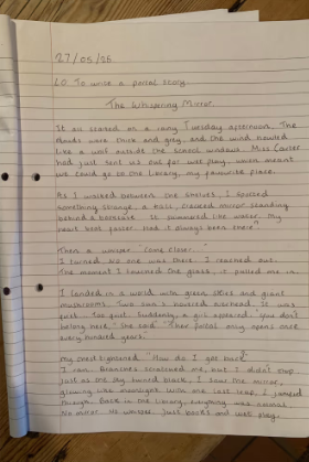 A pupil's handwritten story